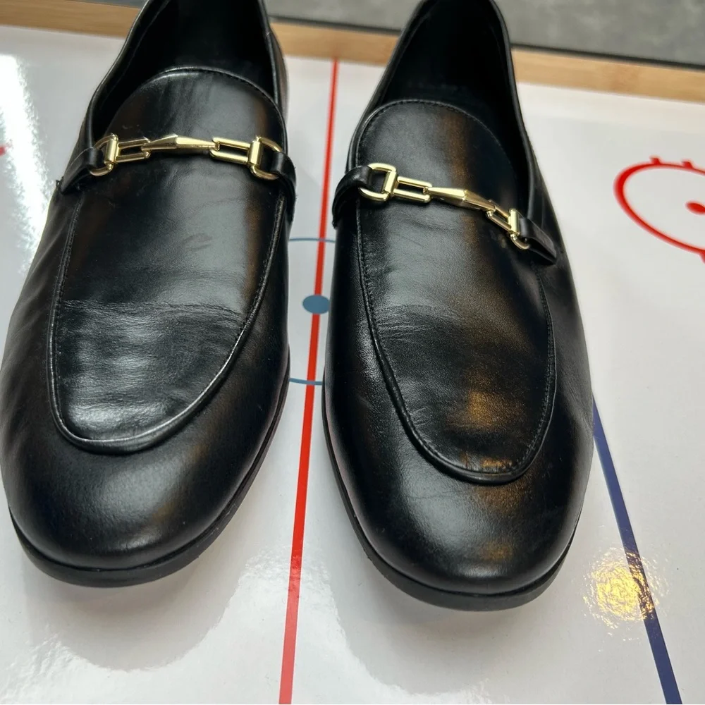 ZARA‎ Horse Bit Loafers Men’s Dress Casual Shoes + Gold Chain Color Black Size 7